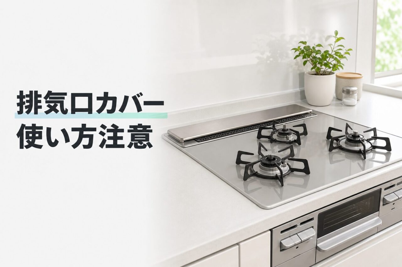 排気口カバーの安全な使い方を示す清潔なキッチンのイメージ