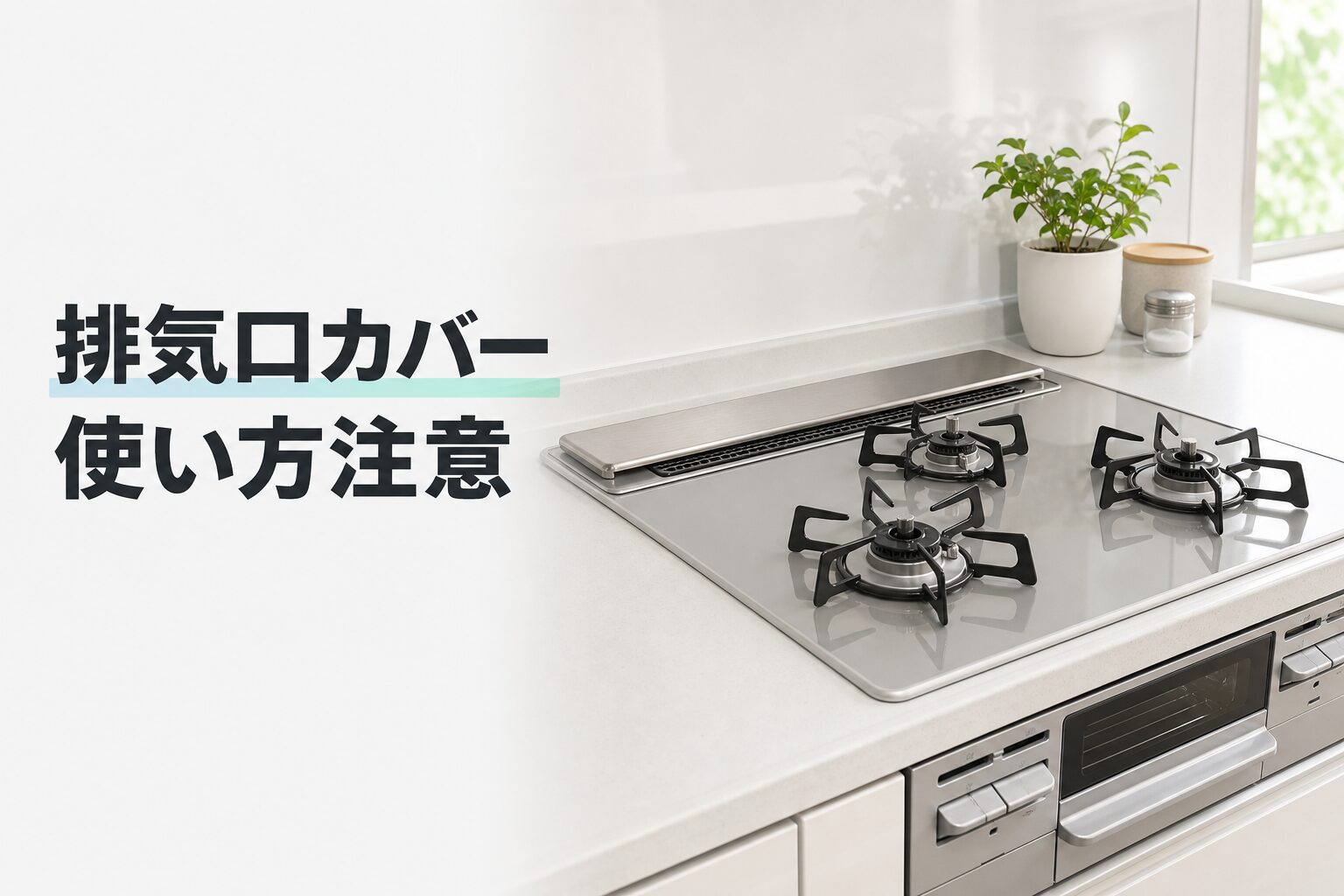 排気口カバーの安全な使い方を示す清潔なキッチンのイメージ