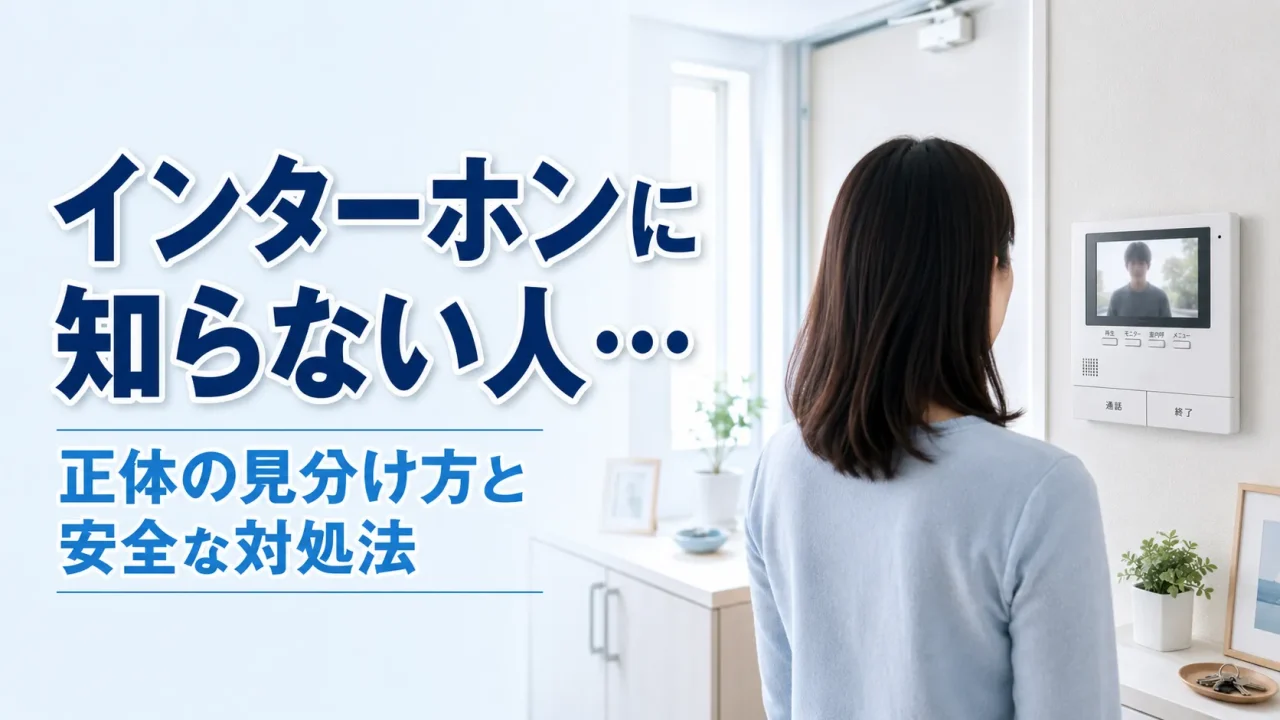 知らない人がインターホンに映りモニターで確認する様子